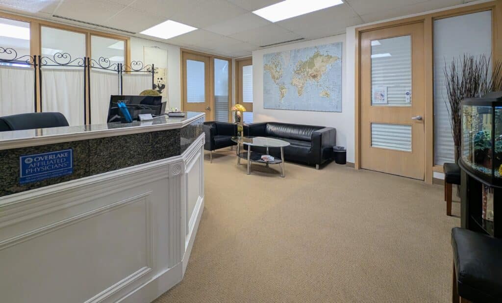 The welcoming reception area at CarePlus Foot and Ankle Specialists in Bellevue, WA.