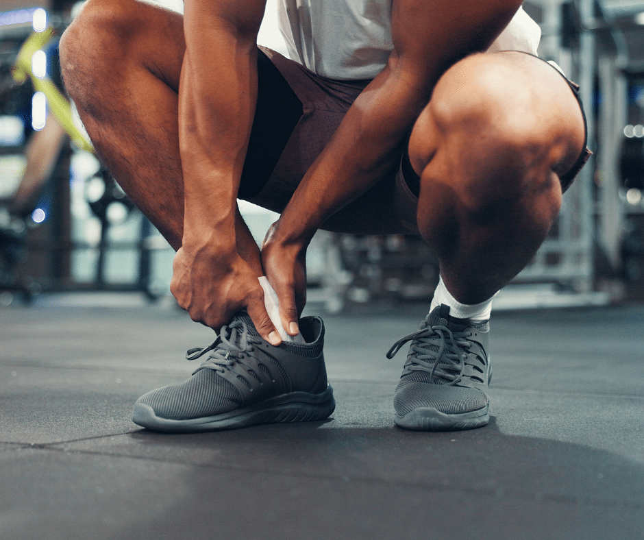 grabbing ankle while exercising