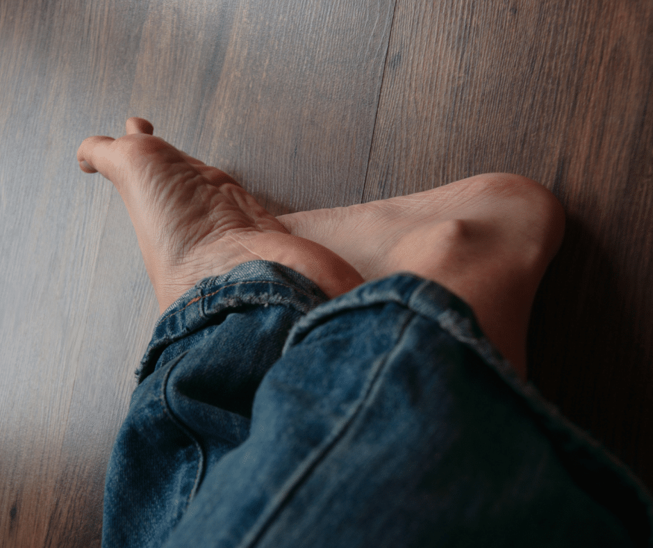 person hiding feet